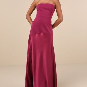 Lulus Compelling Style Plum Purple Strapless A-line Maxi Dress - Size XS